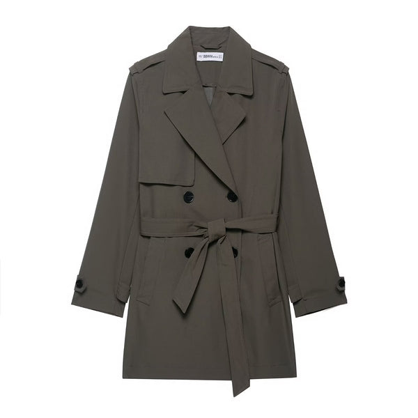 Vera | Belted Trench Coat Gray Double Breasted