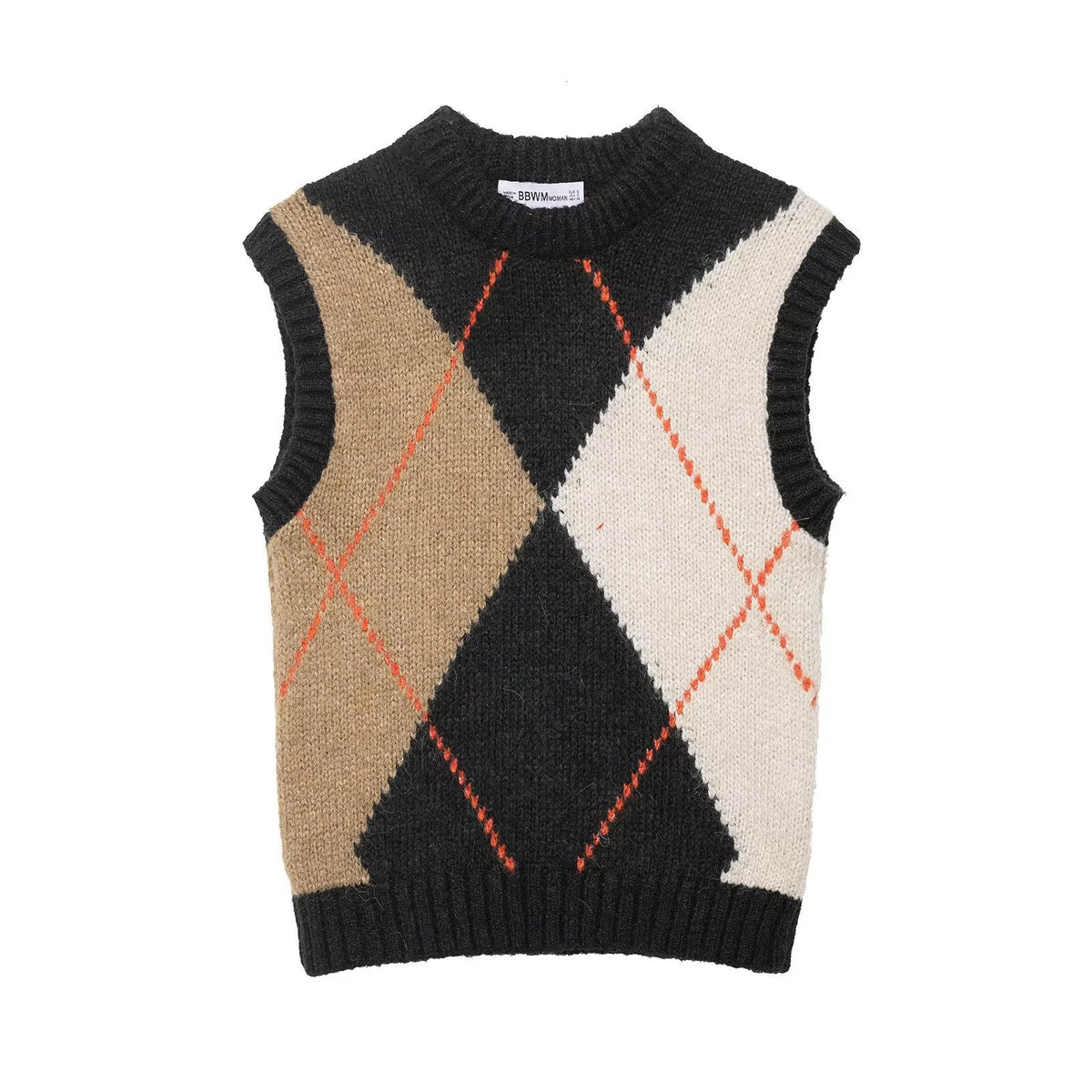 Aria | Argyle Sweater Vest Black Cream Beige Red