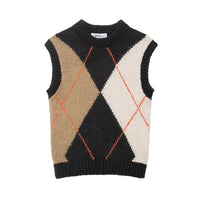 Aria | Argyle Sweater Vest Black Cream Beige Red