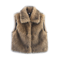 Viola | Faux Fur Vest Black Sleeveless Fluffy