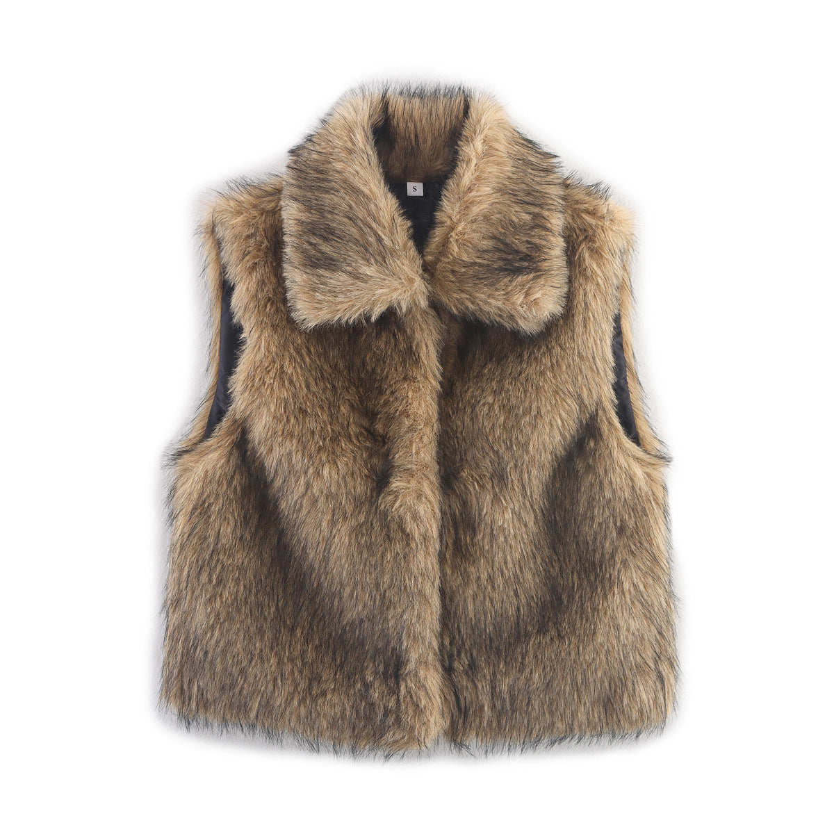 Viola | Faux Fur Vest Black Sleeveless Fluffy