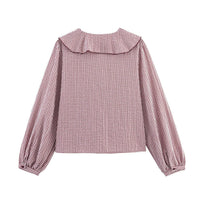 Elsa | Cottagecore Ruffle Lace Up Blouse Burgundy Long Sleeve