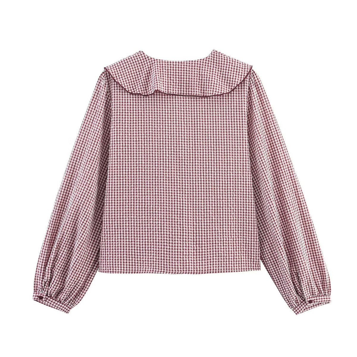 Elsa | Cottagecore Ruffle Lace Up Blouse Burgundy Long Sleeve