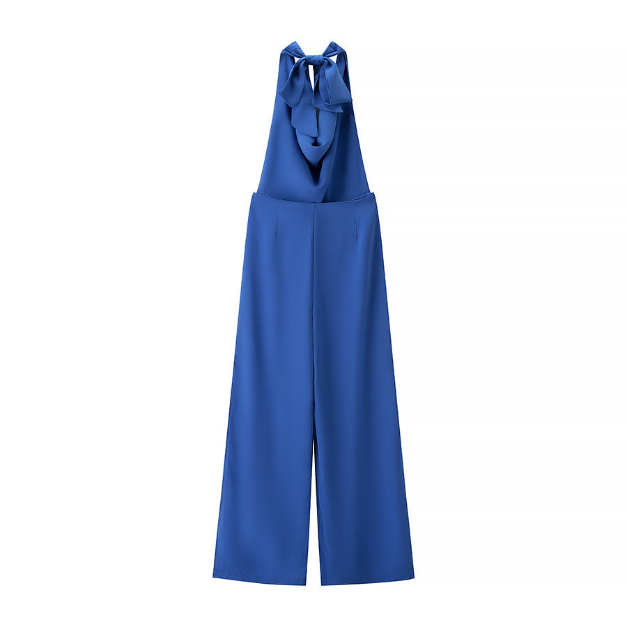 Aria | Halter Jumpsuit Blue Wide Leg Formal