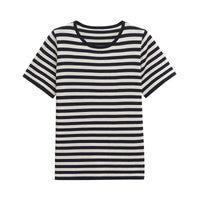 Vera | Striped T Shirt Burgundy Cream Crew Neck