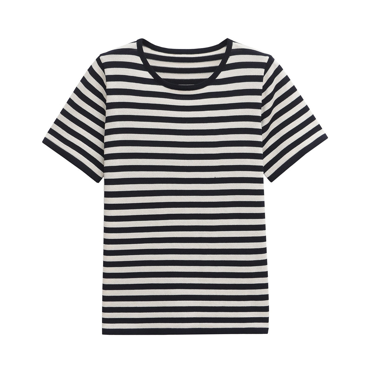 Vera | Striped T Shirt Burgundy Cream Crew Neck