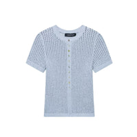 Vera | Short Sleeve Knit Cardigan Light Blue Button Up