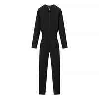 Vera | Knit Jumpsuit Half Zip Black Long Sleeve