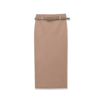 Vera | Midi Skirt Beige Belted Knit