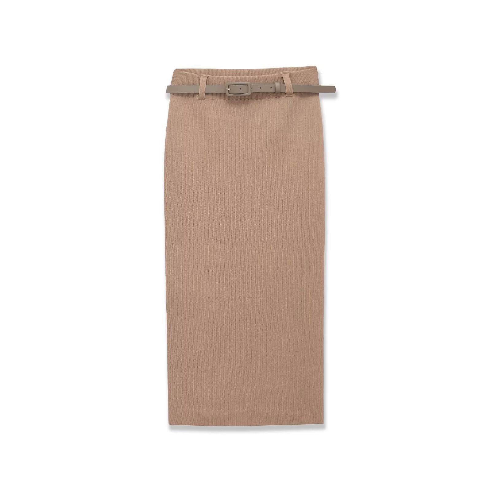Vera | Midi Skirt Beige Belted Knit
