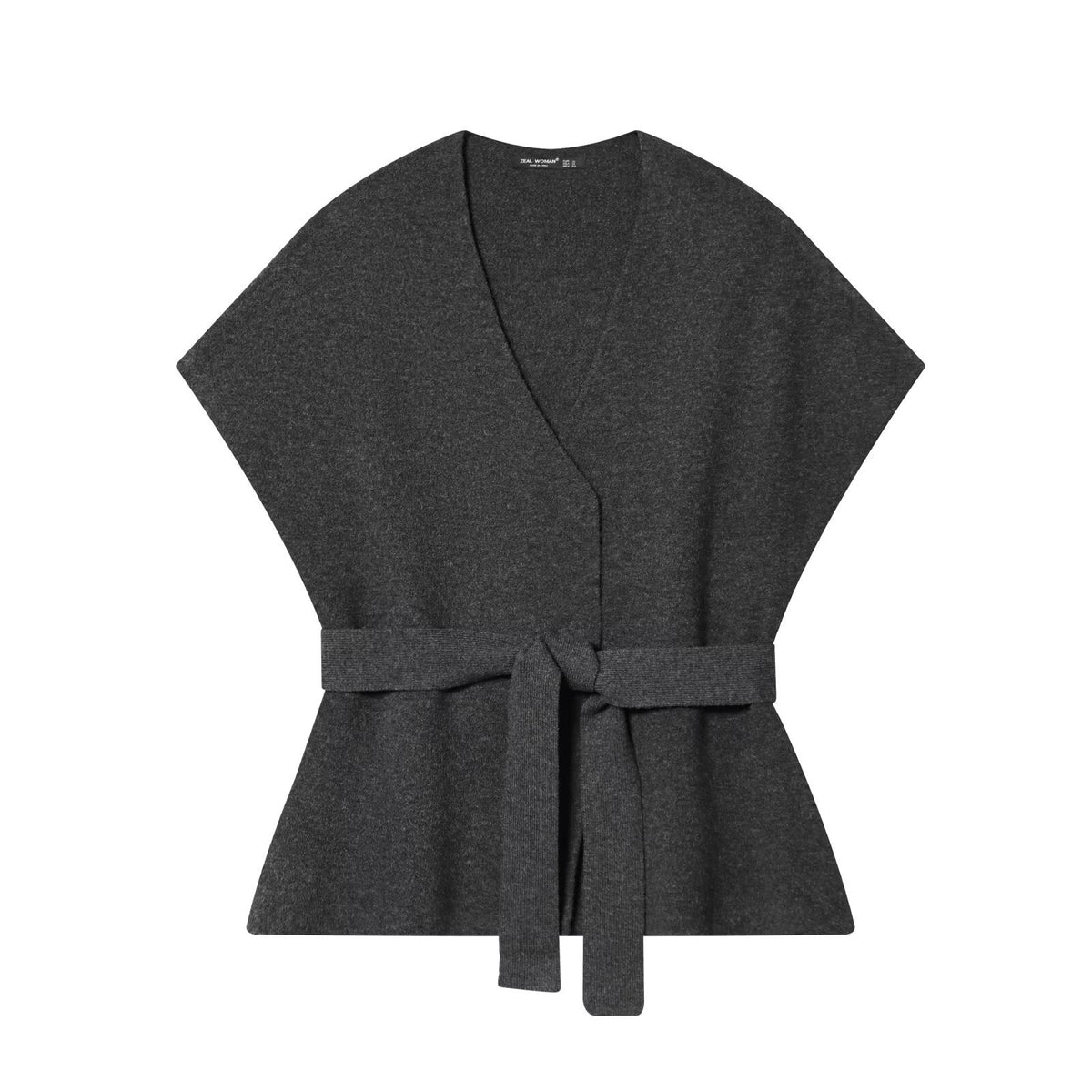 Alma | Knit Set Gray Wrap Belted Top Midi Skirt