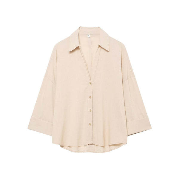 Vera | Oversized Button Down Shirt Cream Long Sleeve