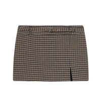 Alma | Houndstooth Cropped Shirt Skirt Set Brown