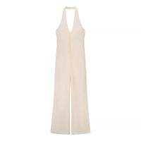 Nola | Halter Jumpsuit Cream Wide Leg Sleeveless