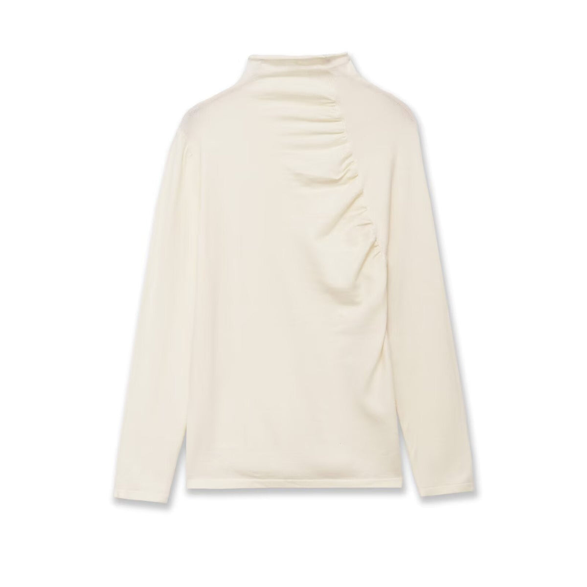 Vera | Ruched Mock Neck Top Cream Long Sleeve