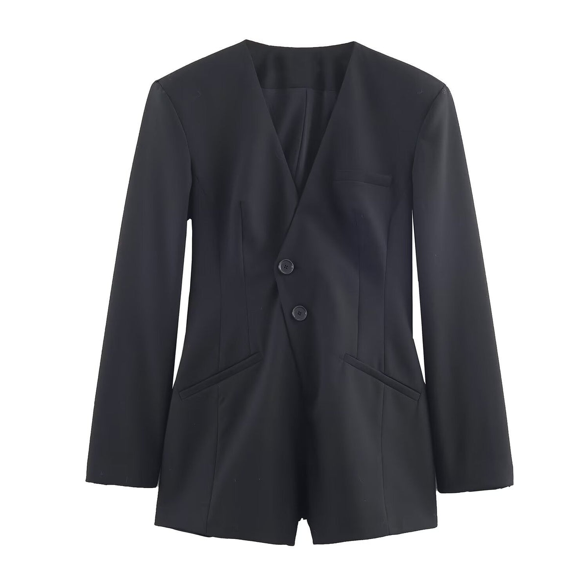 Viola | Tailored Black Jumpsuit Double Breasted Long Sleeve