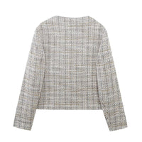 Vera | Tweed Cropped Blazer Skirt Set Cream Button Front