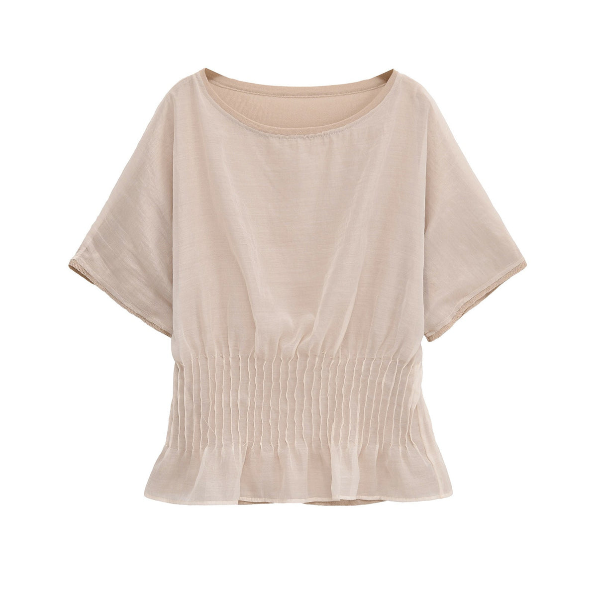 Vera | Casual Smocked Waist Short Sleeve Top Cream