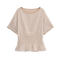 Vera | Casual Smocked Waist Short Sleeve Top Cream