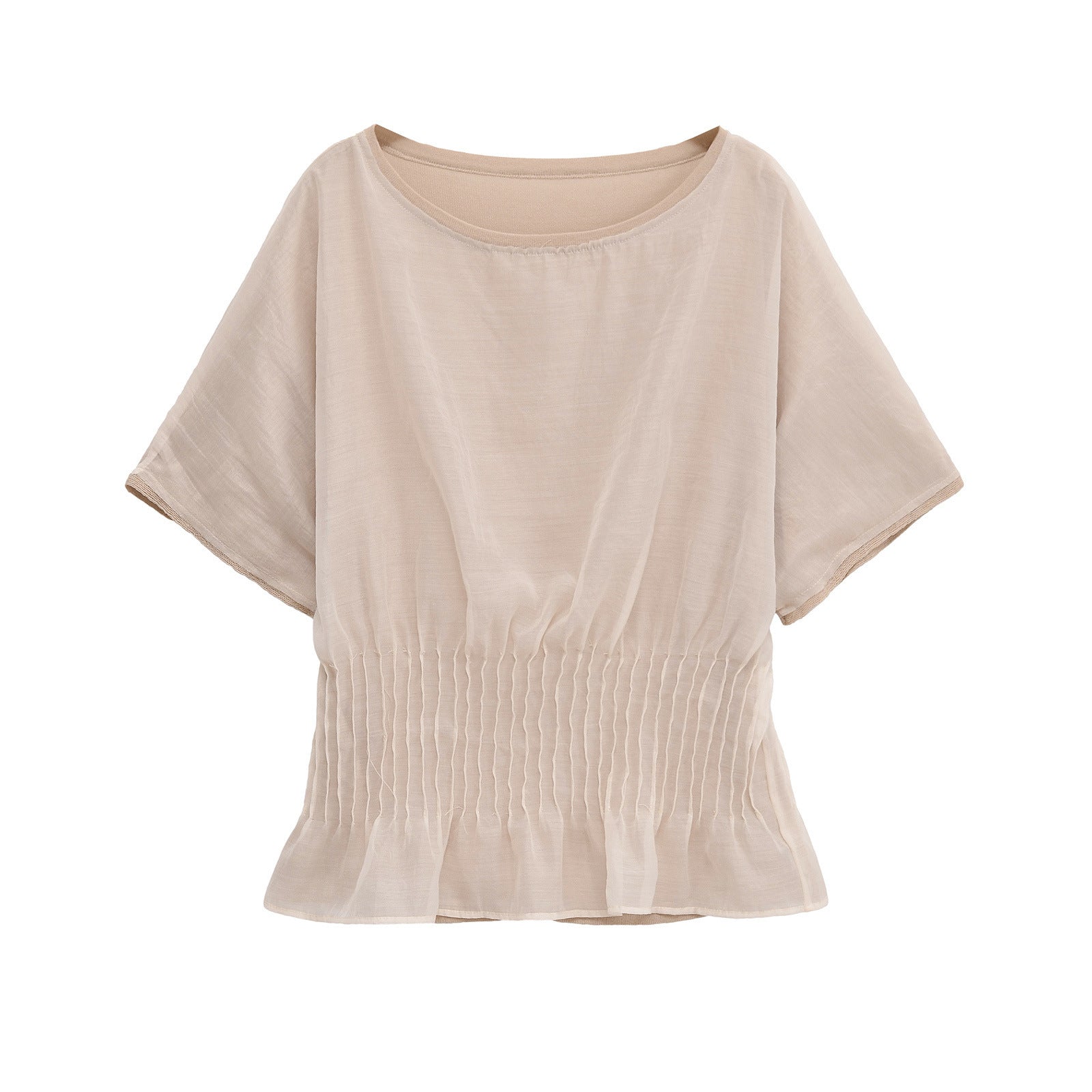 Vera | Casual Smocked Waist Short Sleeve Top Cream