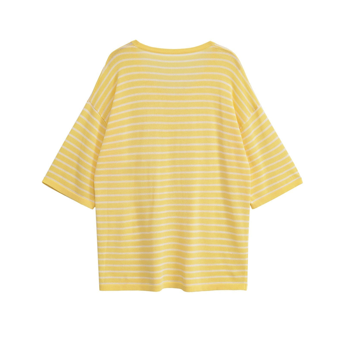 Fley | Striped T Shirt Yellow Cream Short Sleeve Crew Neck