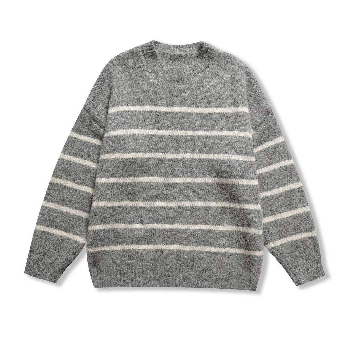 Isla | Striped Knit Sweater Cream Blue Crew Neck