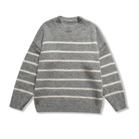 Isla | Striped Knit Sweater Cream Blue Crew Neck