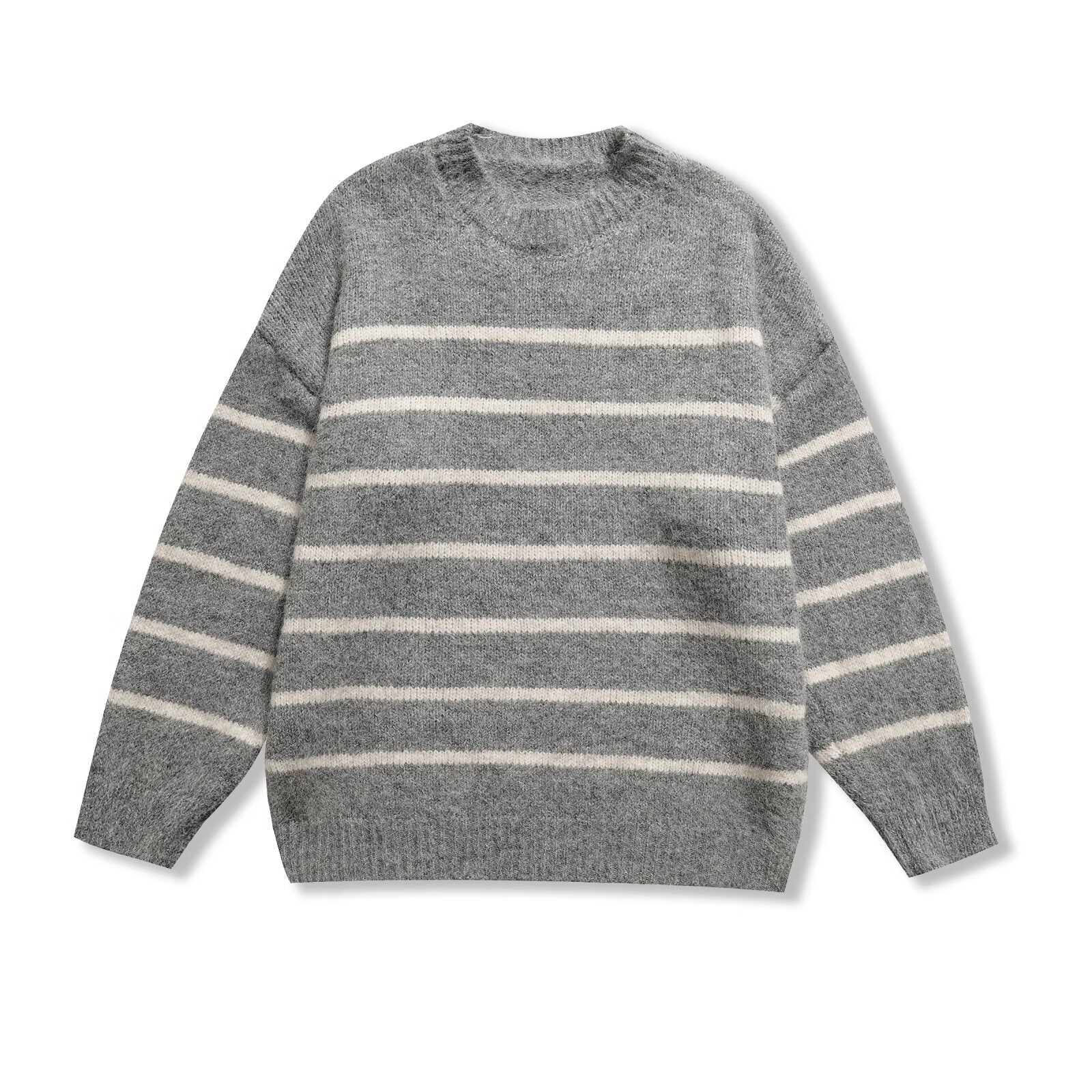 Isla | Striped Knit Sweater Cream Blue Crew Neck