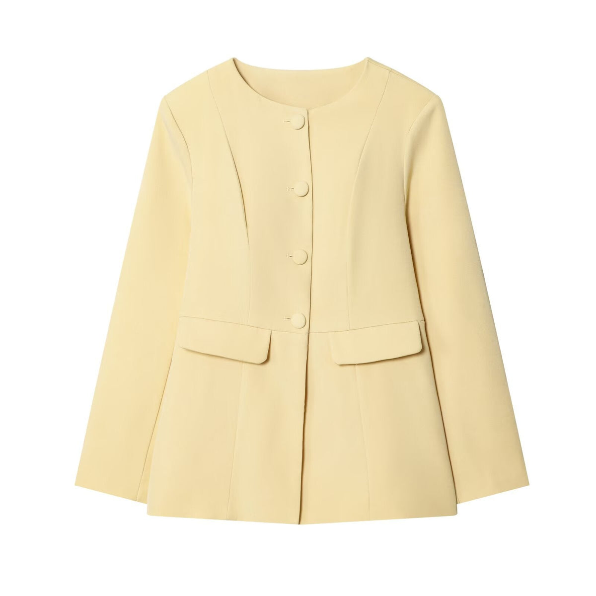 Margot | Casual Collarless Womens Blazer Cream Button Front