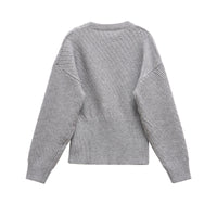 Neve | Oversized Textured Knit Sweater Gray Crew Neck