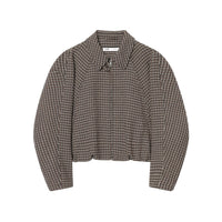 Alma | Houndstooth Cropped Shirt Skirt Set Brown