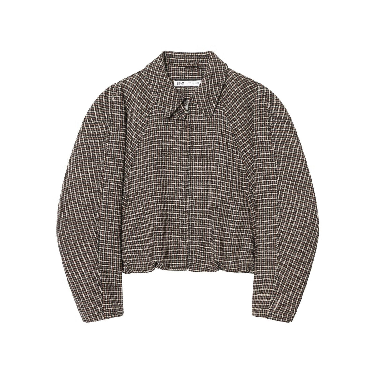 Alma | Houndstooth Cropped Shirt Skirt Set Brown