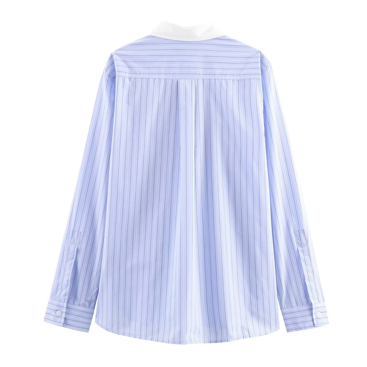 Vera | Striped Long Sleeve Blouse Light Blue White Collar
