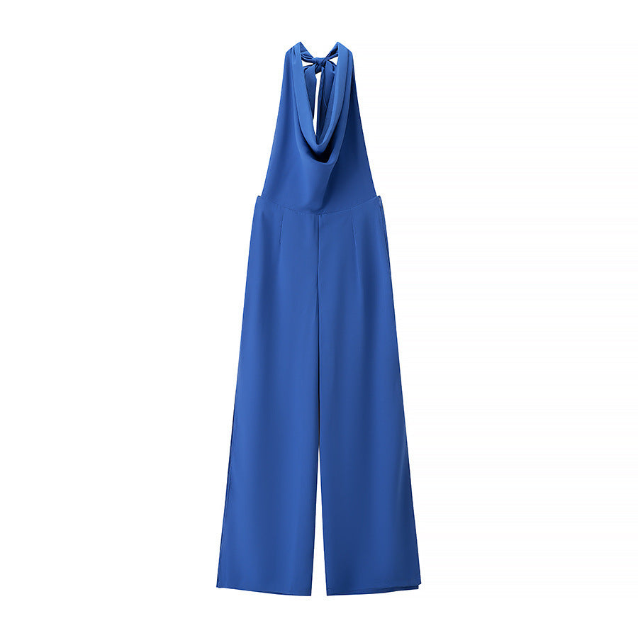 Aria | Halter Jumpsuit Blue Wide Leg Formal