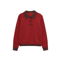 Vera | Polo Sweatshirt Red Brown Collar Long Sleeve