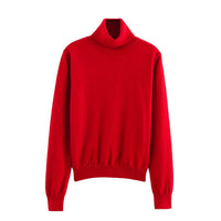 Luisa | Knit Pleated Skirt Set Red Turtleneck