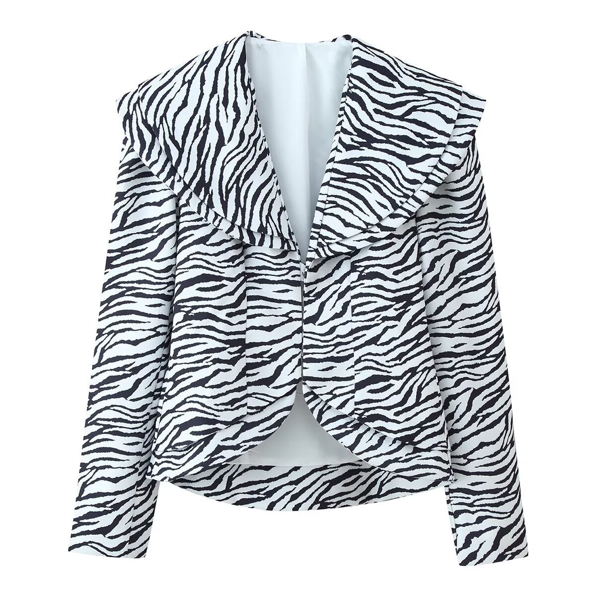 Vera | Zebra Stripe Blazer Skirt Set Black White