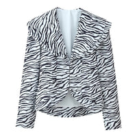 Vera | Zebra Stripe Blazer Skirt Set Black White