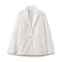 Wren | Eyelet Lace Blazer Cream Long Sleeve Tailored