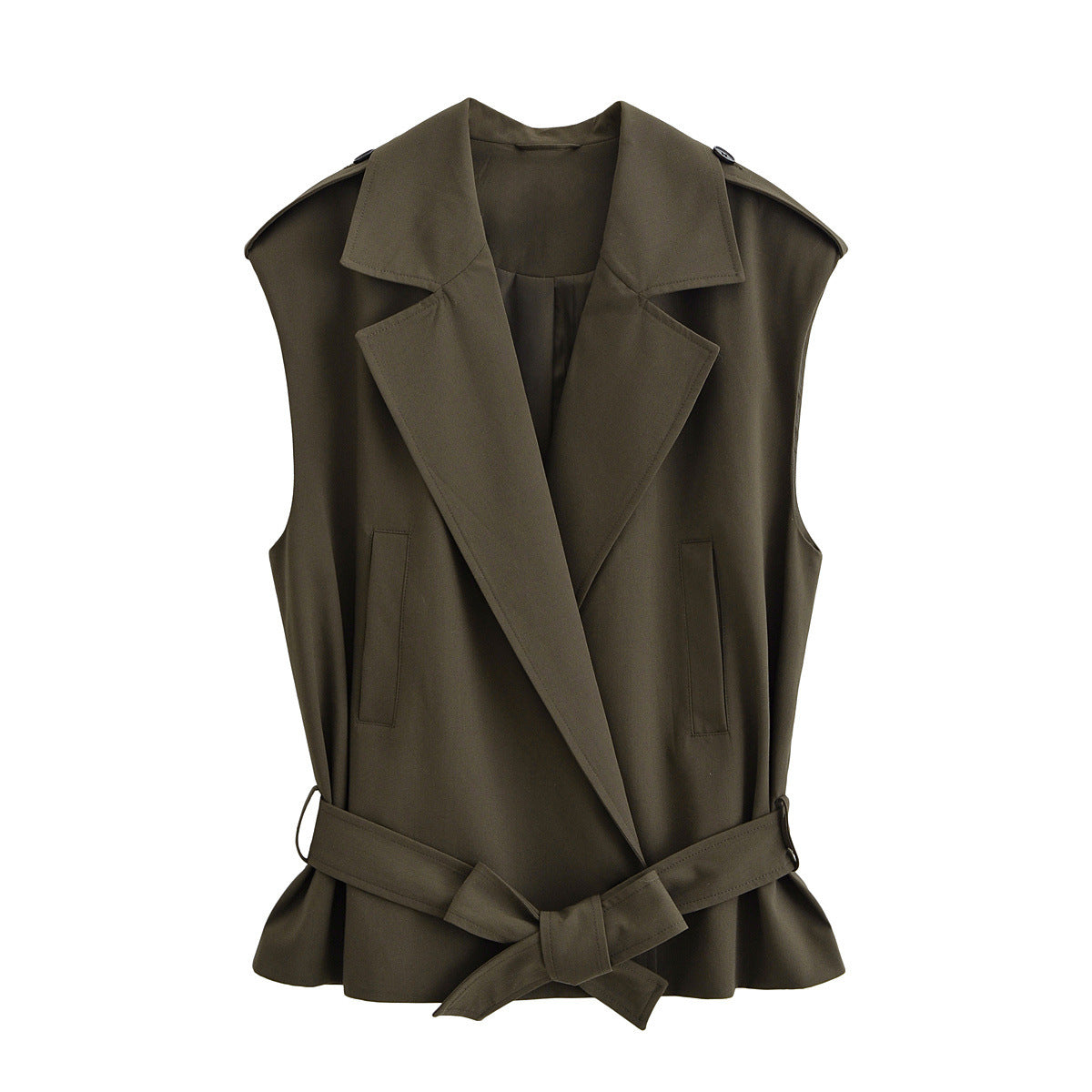Elodie | Belted Sleeveless Blazer Black Tailored