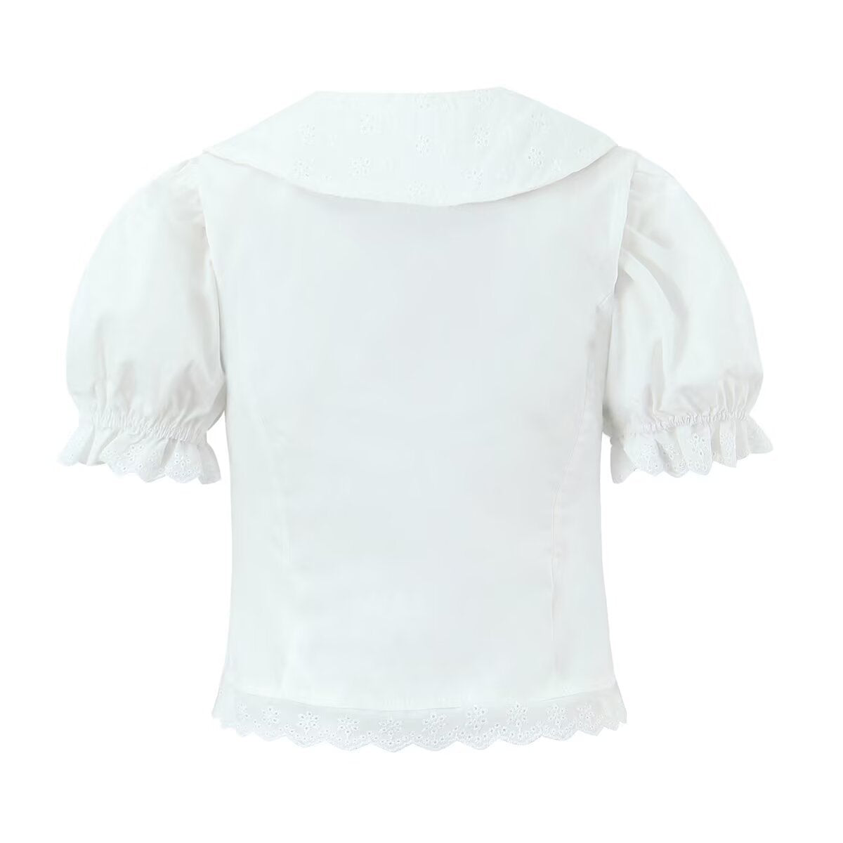 Neve | Puff Sleeve Button Up Blouse Pleated Skirt Set Cream