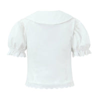 Neve | Puff Sleeve Button Up Blouse Pleated Skirt Set Cream