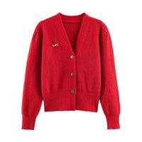 Vera | Ribbed Knit Cardigan Cream Button Front Sweater
