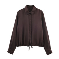Iris | Oversized Shirt Jacket Brown Drawstring Collar