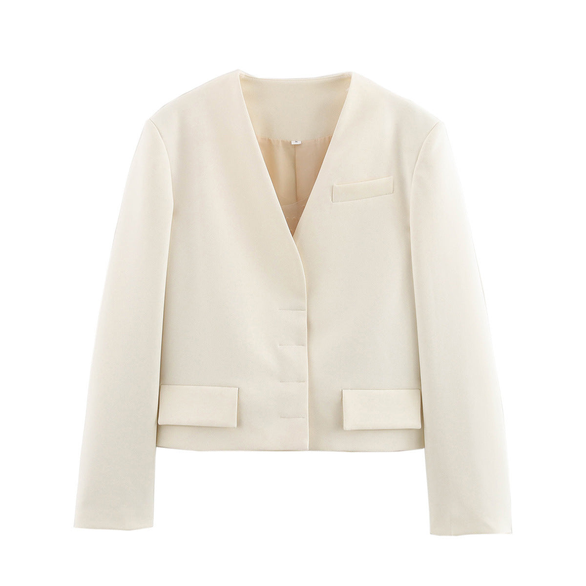 Arlo | Cropped Blazer Cream V Neck Tailored