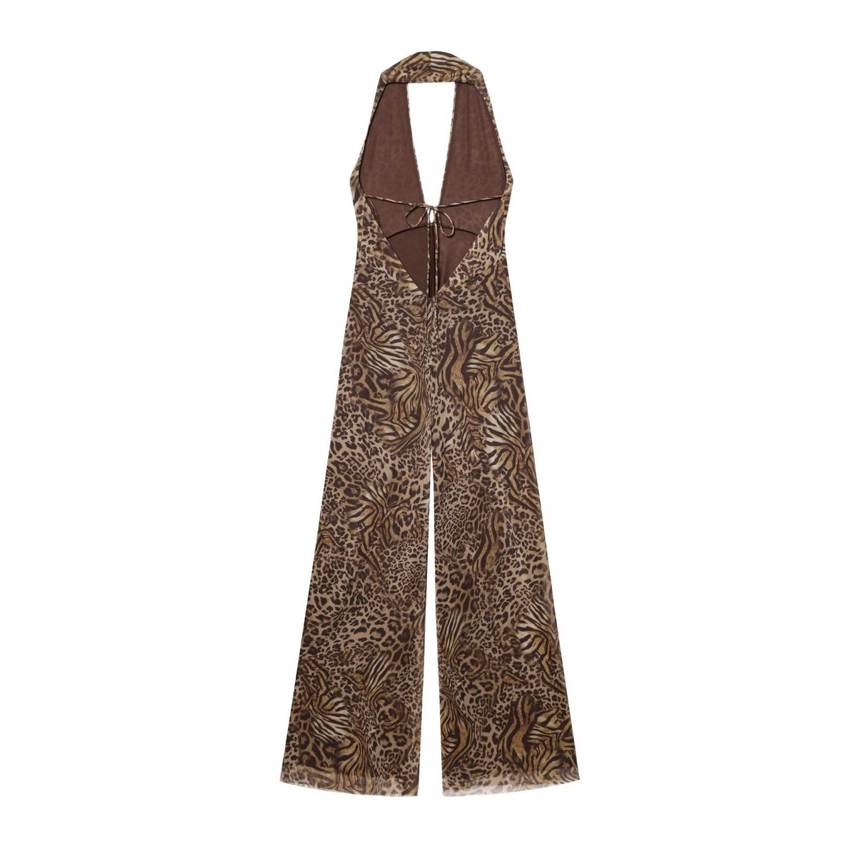 Ines | Wide Leg Jumpsuit Leopard Print Brown Halter