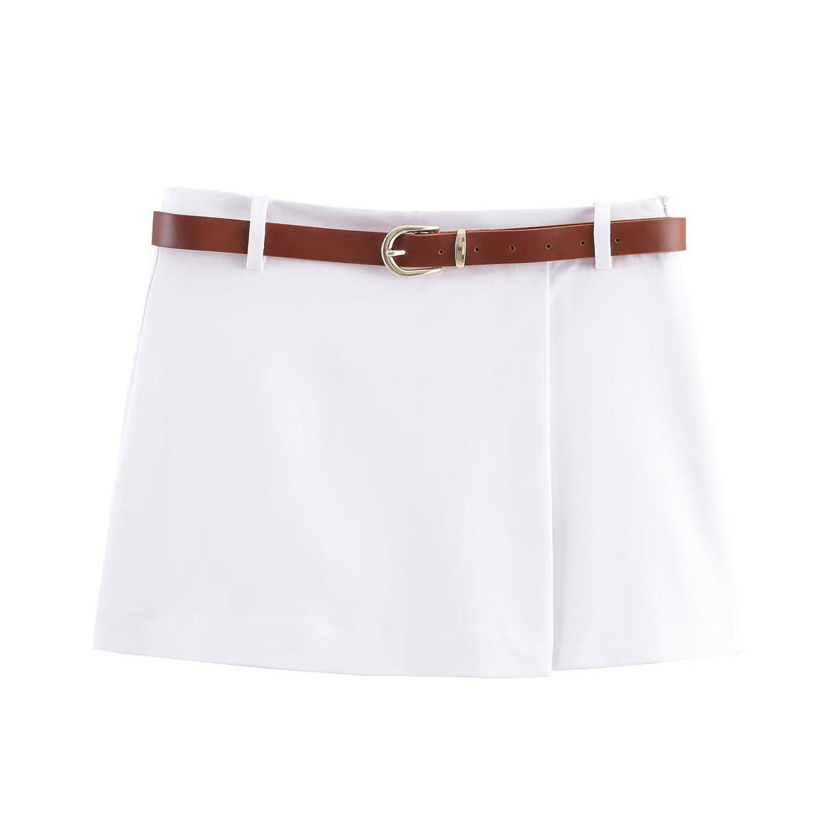Vera | White Tailored Shorts Brown Belt Included
