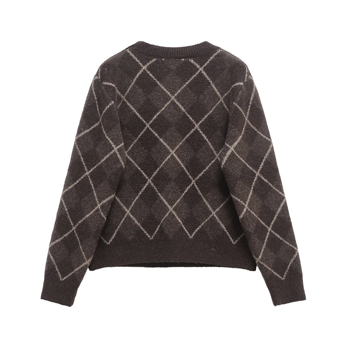 Iris | Argyle Sweater Charcoal Gray Crew Neck