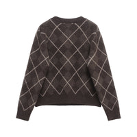 Iris | Argyle Sweater Charcoal Gray Crew Neck