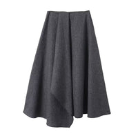 Zuri | A Line Midi Skirt Gray Wool Blend Asymmetrical